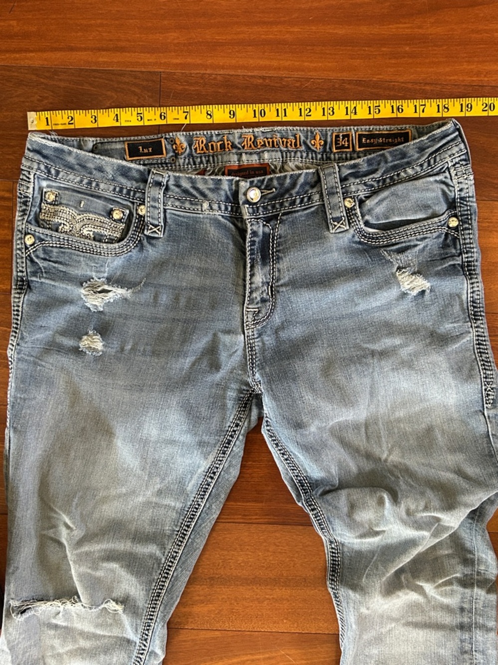 Rock Revival Luz Easy Straight Bedazzled Jeans Size 34 - Picture 13 of 15